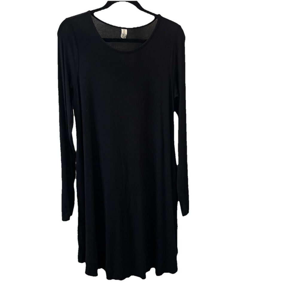 Mittoshop Black Long Sleeve Stretch Midi Dress Womens Size M Medium Pockets